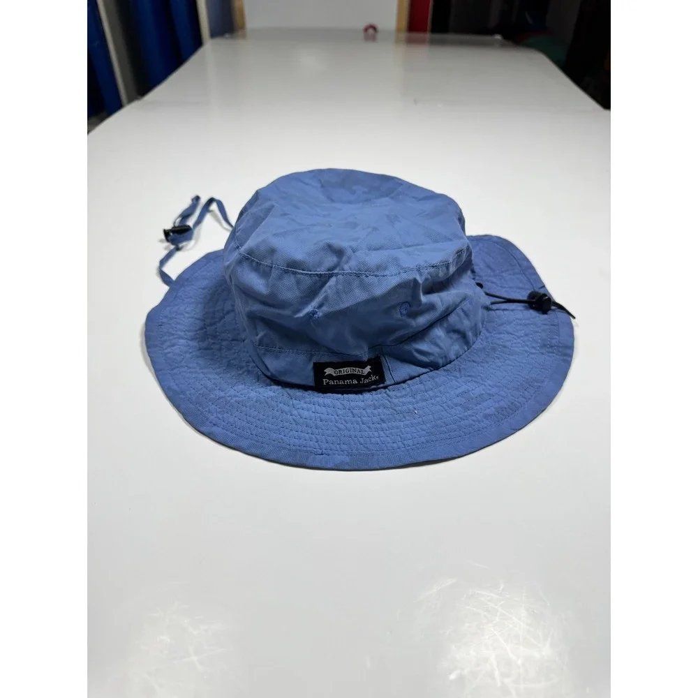 Original Panama Jack Boonie Bucket Hat Unisex L Blue Adjustable Strap Wide Brim‎